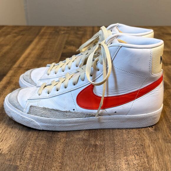 Nike Sneaker Blazer Mid '77 Vintage High Top Leather White Habanero Red Men’s 9 - Picture 5 of 10